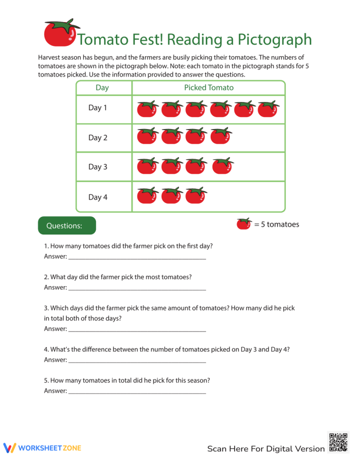 Worksheet featuring a pictograph about carrots eaten by Sammy's pet bunny