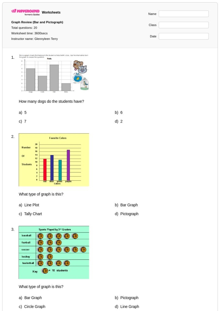 Engaging math activity sheet focusing on data interpretation and word problems Colorful worksheet for third graders on reading pictographs to build a new town