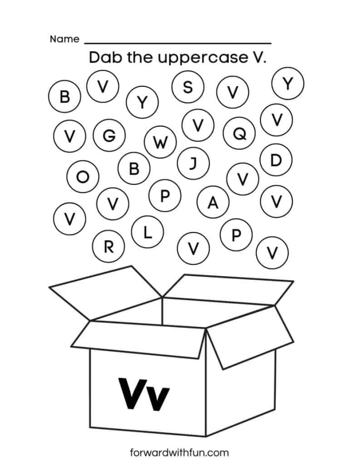 Syllables worksheet for Pre-K Worksheet exploring the letter V for preschoolers, designed to enhance early reading skills. Get Ready for Reading: All About the Letter V worksheet for Pre-K students.
