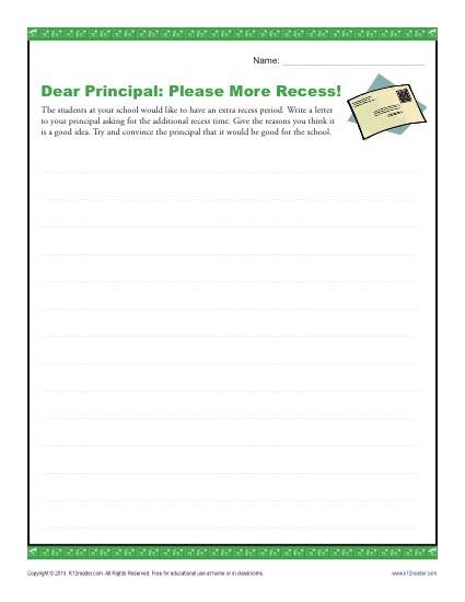 Worksheet to guide students in forming arguments about recess length Recess Opinion Writing worksheet for second graders focusing on geometry concepts