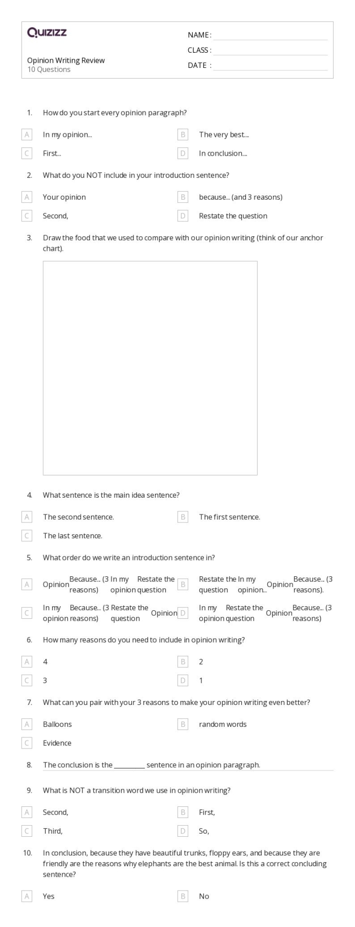 Recess Opinion Writing Worksheet for Grade 2 Students Image 8 Second grade students practicing persuasive opinion writing about recess length using a structured planning worksheet