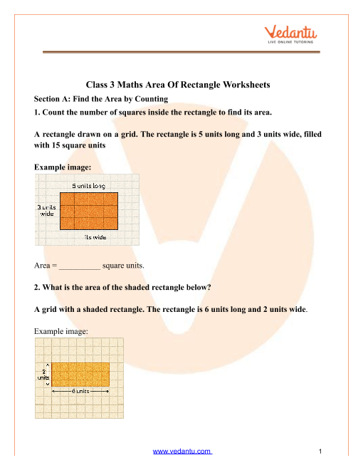 Colorful worksheet for third graders to find the area of six different rooms. Fun Level 1 geometry activity for calculating rectangle areas.