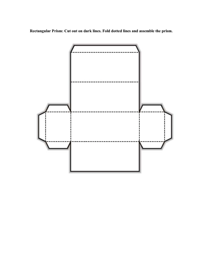 Printable rectangular prism cutout template for kindergarten geometry learning activities