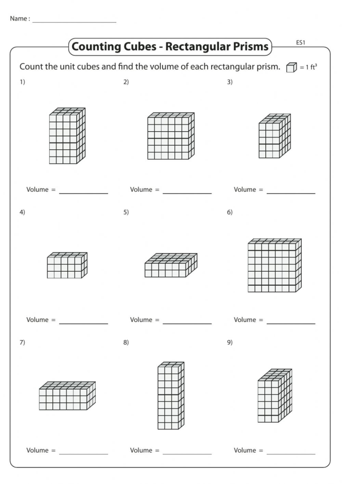 Kindergarten printable rectangular prism net for cutting and assembly exercises
