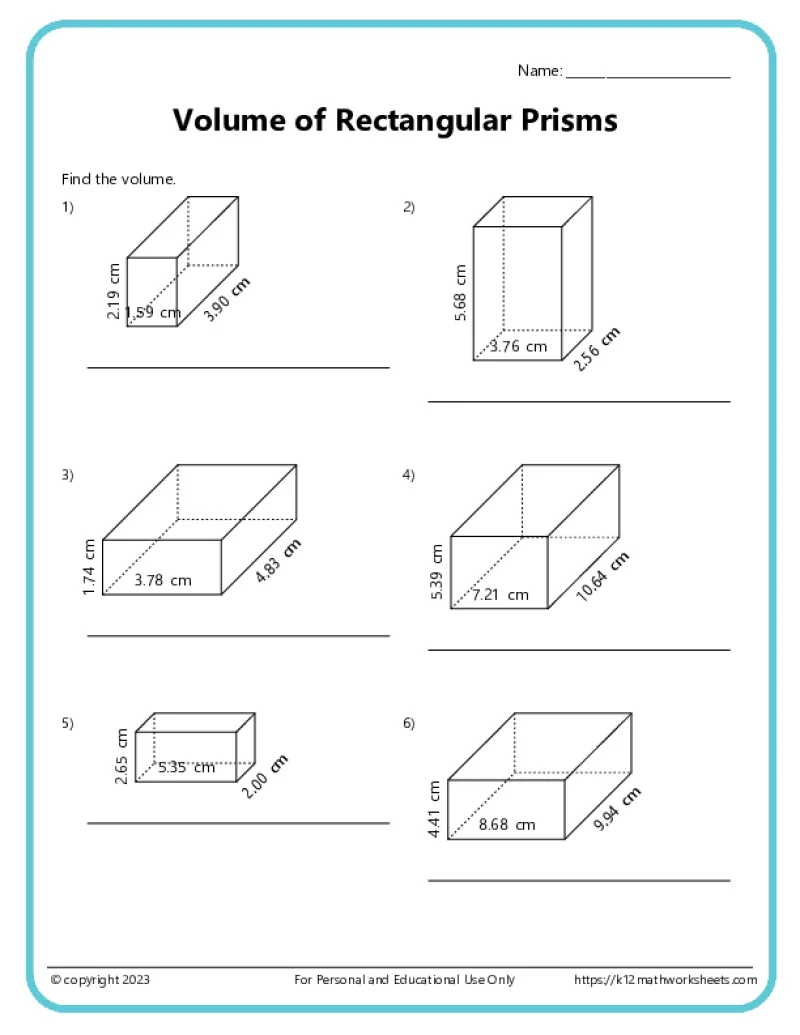 Rectangular prism surface area worksheet for middle school geometry practice Sixth grade student calculating surface area of a rectangular prism with labeled dimensions and formula guide