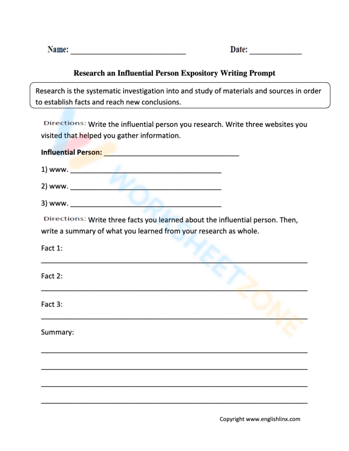 Graphic organizer for gathering information about an important person for third graders