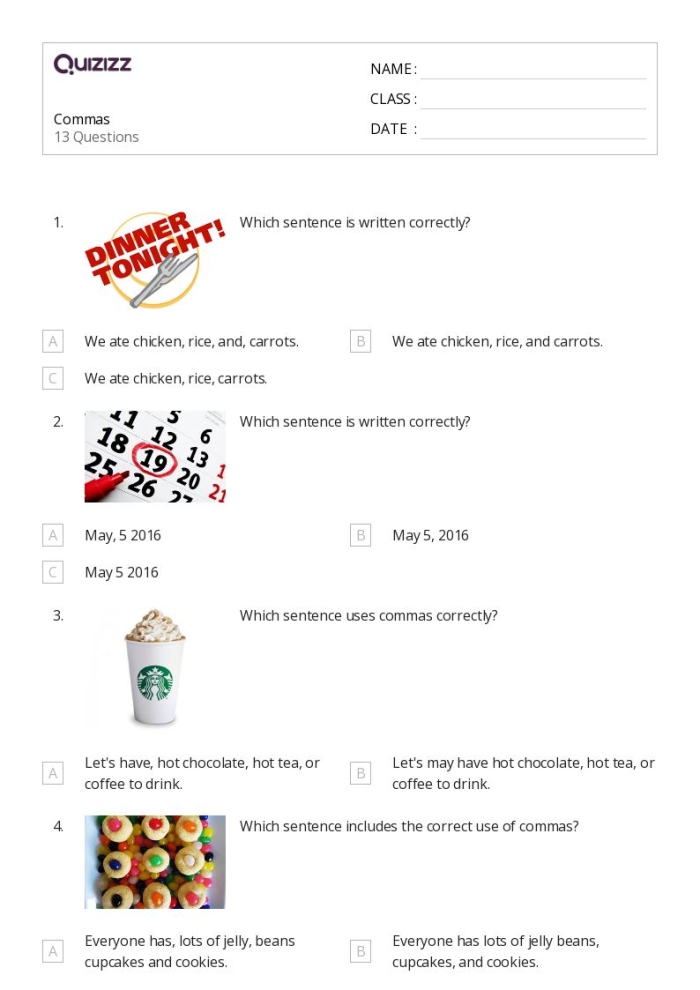 Educational resource for understanding punctuation in restrictive and nonrestrictive contexts. Worksheet illustrating restrictive and nonrestrictive elements for sixth graders practicing grammar.