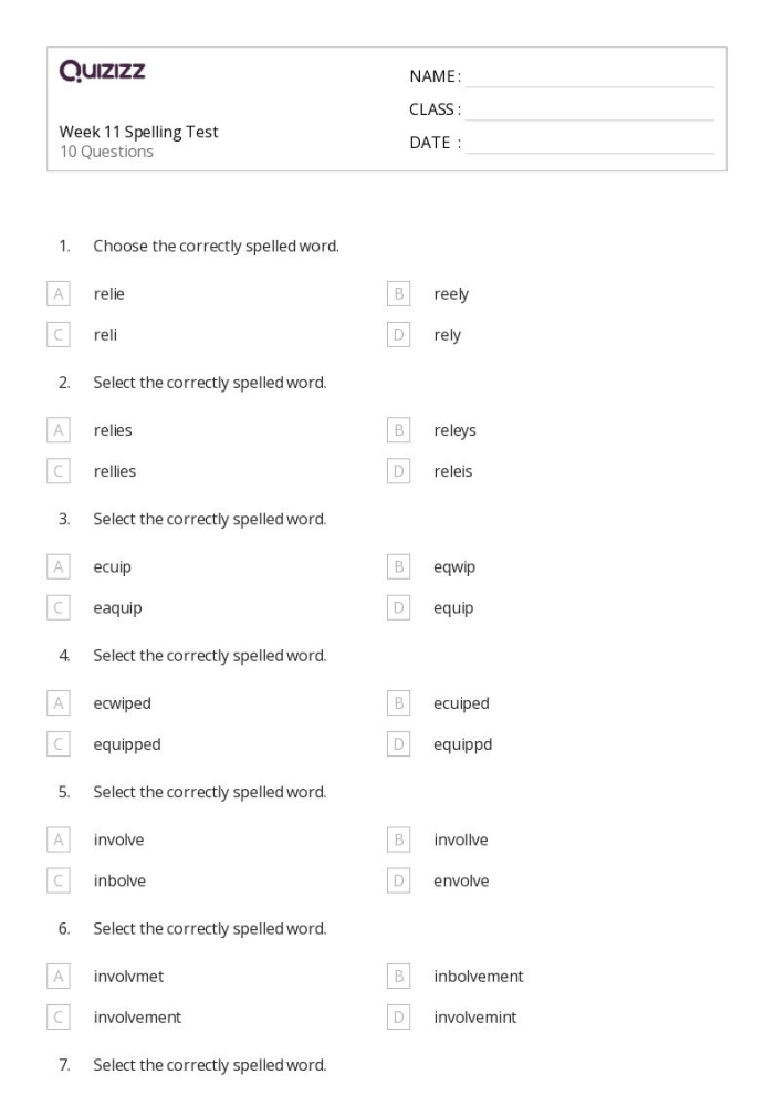Interactive worksheet to assist students in tracking their spelling revisions Revising Spelling worksheet for second graders focusing on geometry concepts