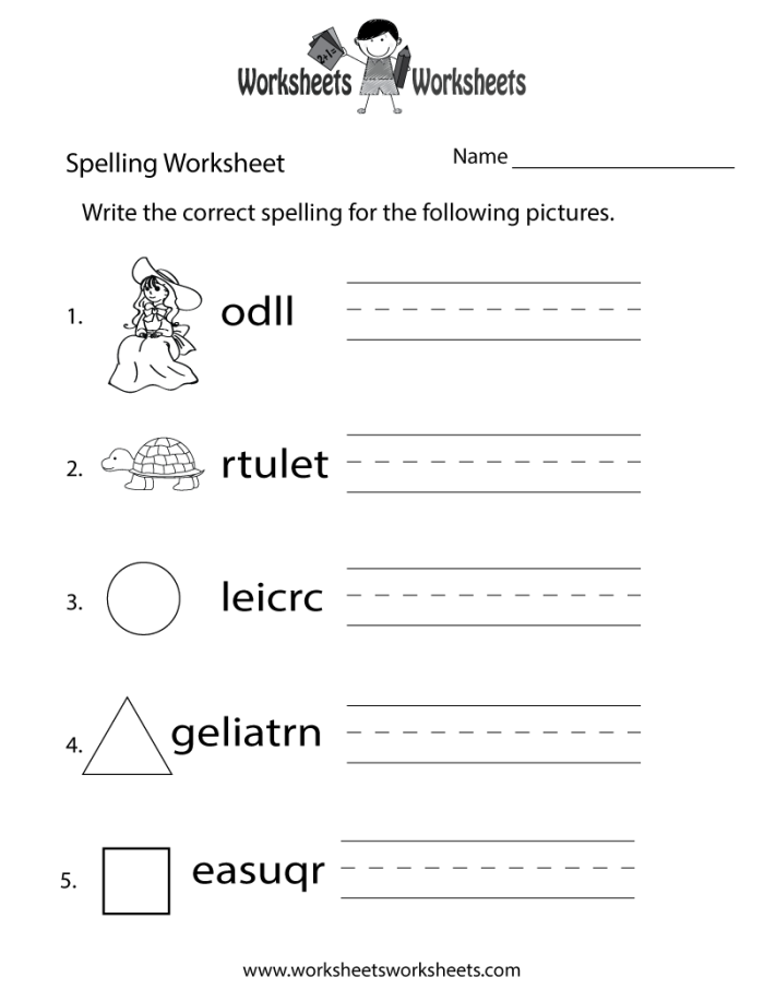 Worksheet illustration aiding students in tracking their spelling revisions after identifying tricky words Revising Spelling worksheet designed for second graders focusing on geometry concepts