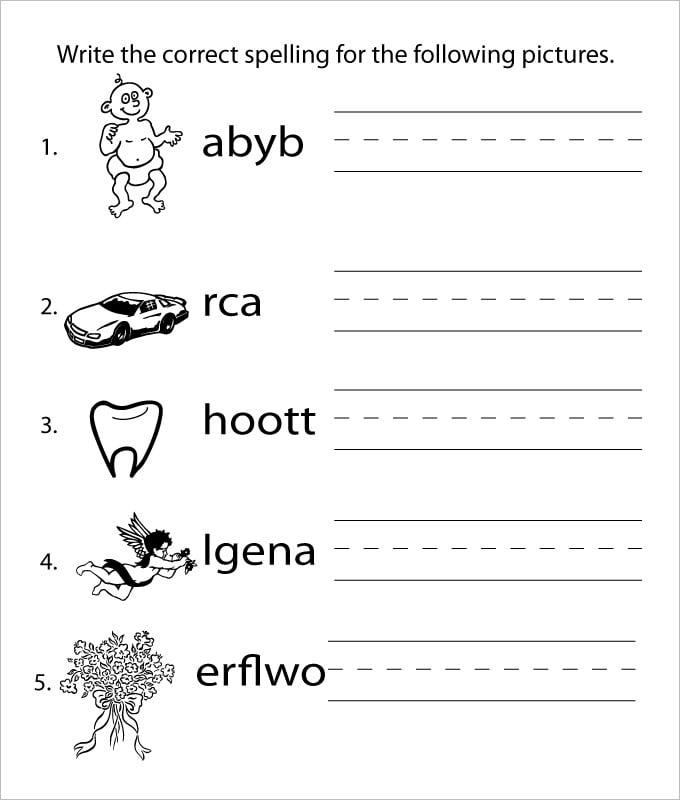 Second grade geometry worksheet supporting spelling revision activities Revising Spelling worksheet for second graders to track their writing revisions
