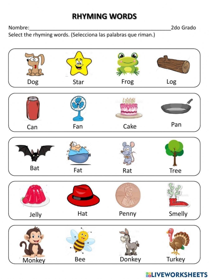 Learning Rhyming Words Can Worksheet for Early Readers Image 17 Kindergarten student coloring rhyming words activity with can word family paint by numbers style exercise