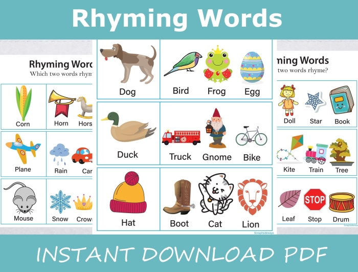 Preschoolers follow a rhyming path through a maze in the third rhyming words worksheet
