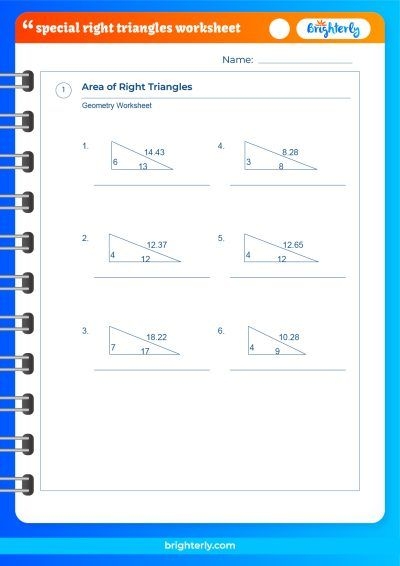 Colorful fourth grade geometry worksheet showing various triangles with a detective theme for identifying right triangles with 90 degree angles