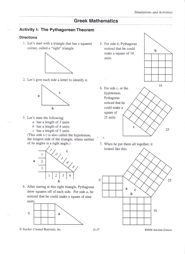 Practice worksheet 18 for identifying right triangles with the converse of the Pythagorean theorem Eighth grade math worksheet showing triangle side lengths to test for right angles using the converse of the Pythagorean theorem