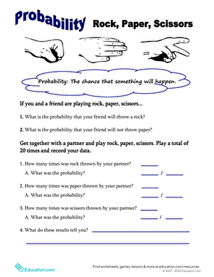 Two hands playing rock, paper, scissors game showing all three hand gestures for probability learning