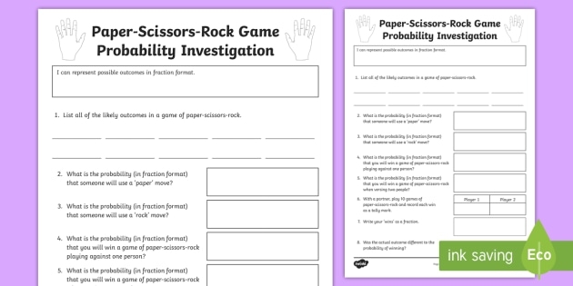 Children playing rock paper scissors game to learn probability concepts