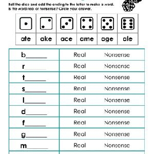 First grade student using dice and a word family game board for literacy practice