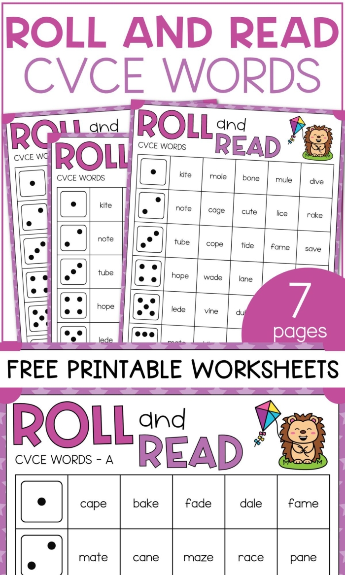 First grade student using dice and a word family game board for reading practice