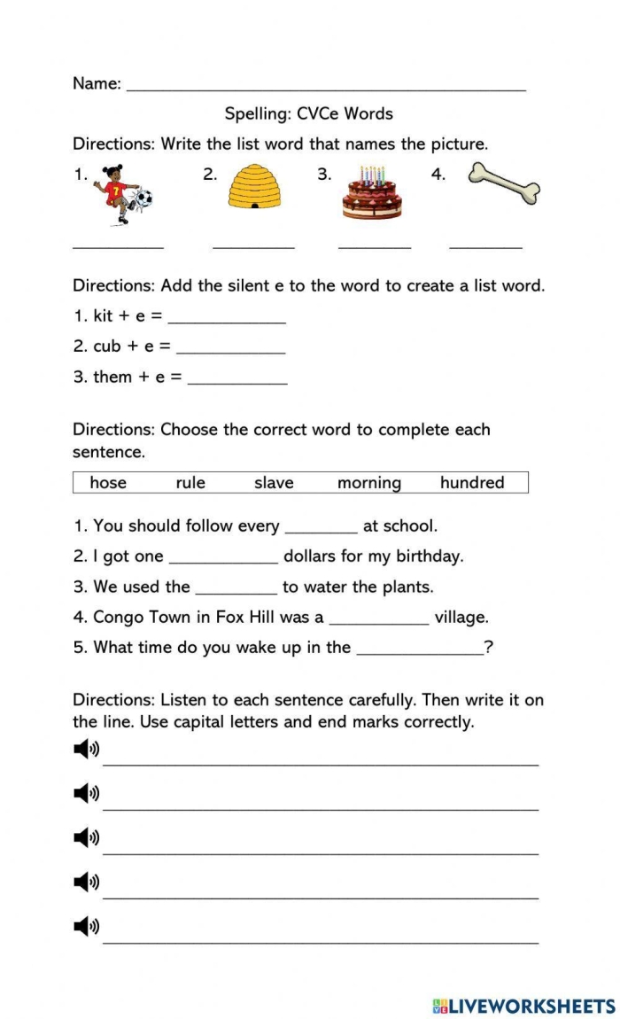 Roll a Word: Long I CVCe worksheet for first graders to enhance vocabulary skills Worksheet featuring a phonics activity for building long I CVCe words using dice