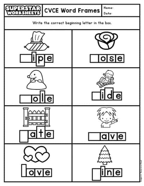Roll a Word: Engaging phonics activity for vocabulary building in first grade A first-grade student using a dice to create words on the Long I CVCe worksheet