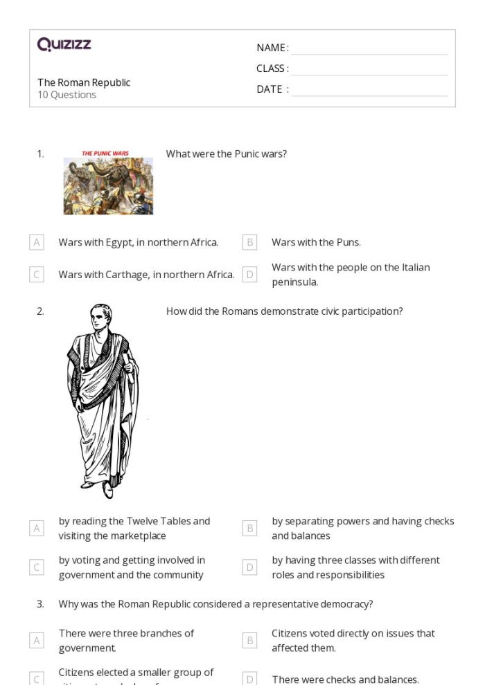 Educational resource for understanding the Roman Republic's organization and governance Detailed worksheet illustrating the structure of the Roman Republic for sixth graders