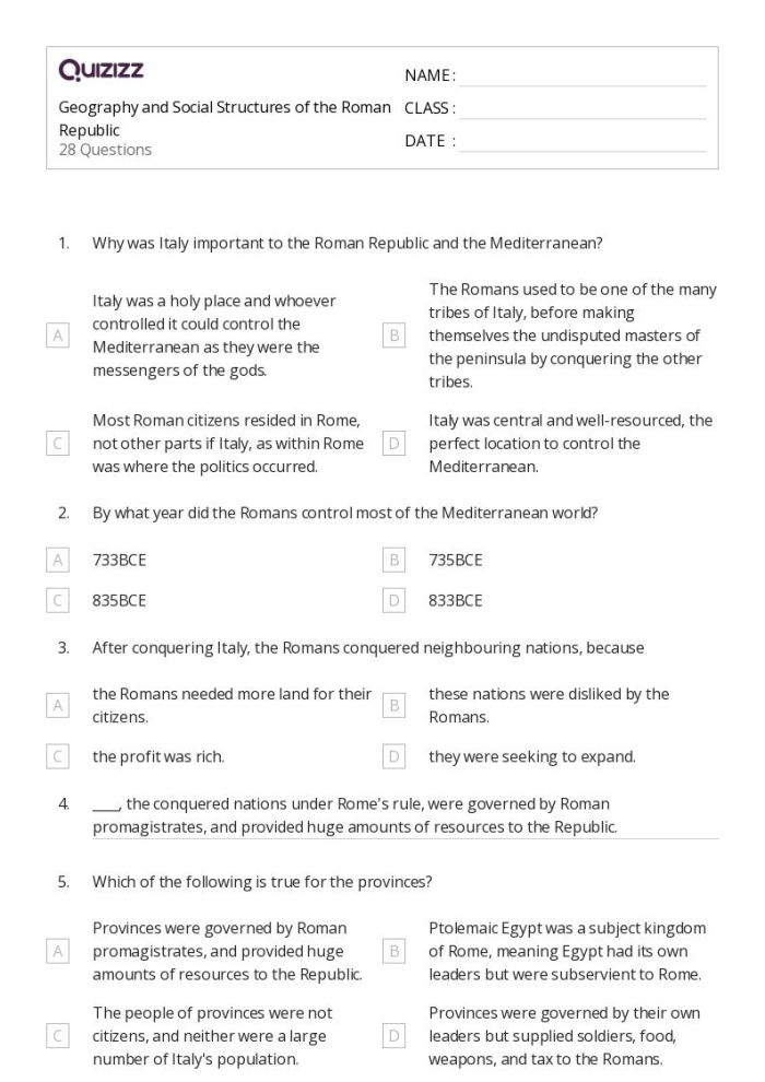 Educational resource on the Roman Republic: Structure worksheet Worksheet illustrating the structure of the Roman Republic for sixth graders