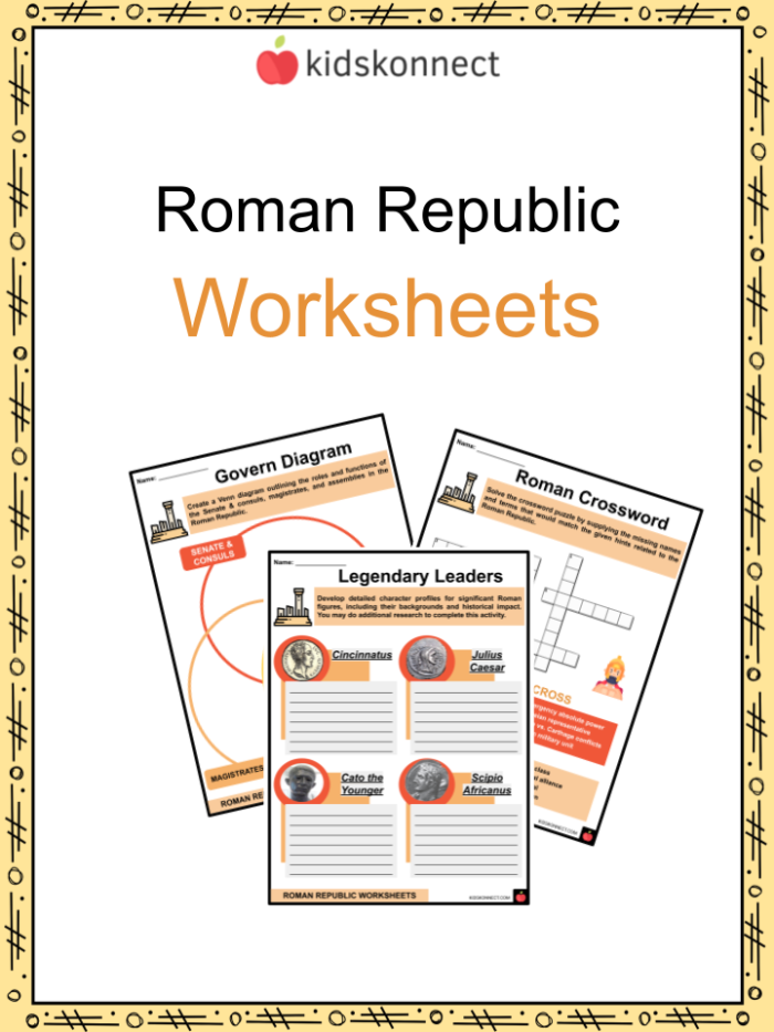 Sixth grade students comparing governmental structures of the Roman Republic and United States on a worksheet