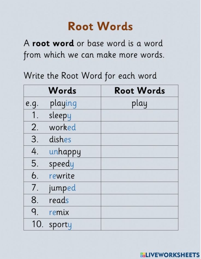 Root It Out: Word Sort activity designed for fourth-grade students Cut-and-paste worksheet for categorizing root words in Earth and Space Science