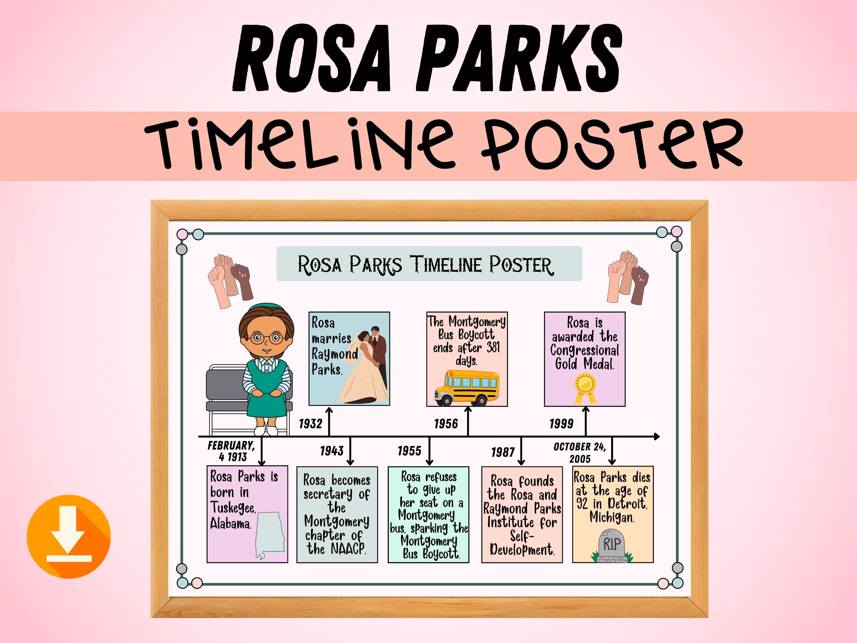 Second grade math worksheet featuring a historical profile of civil rights leader Rosa Parks