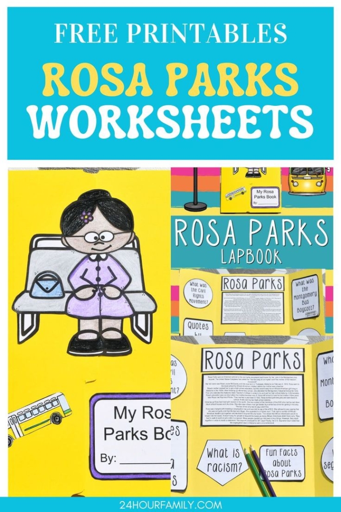 Second grade math worksheet featuring a historical profile of civil rights leader Rosa Parks