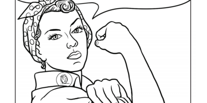 Second grade Rosie the Riveter coloring and addition page 3 Rosie the Riveter addition worksheet for second grade math practice