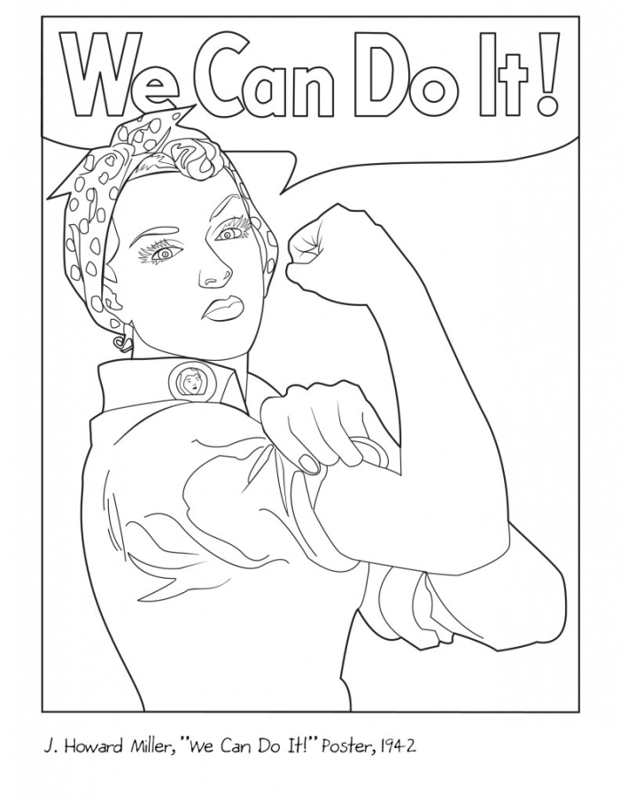 Rosie the Riveter Addition Coloring Page for Grade 2 Worksheet 2 Second grade math worksheet featuring Rosie the Riveter addition problems for students to color