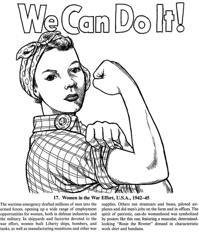 Rosie the Riveter Addition Worksheet 15 for Second Grade Students Second grade addition worksheet featuring a Rosie the Riveter coloring page for math practice
