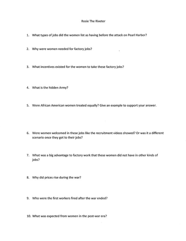 Educational activity sheet about Rosie the Riveter for 5th grade students image 10 Fifth grade social studies worksheet featuring an illustrated lesson on the historical impact of Rosie the Riveter
