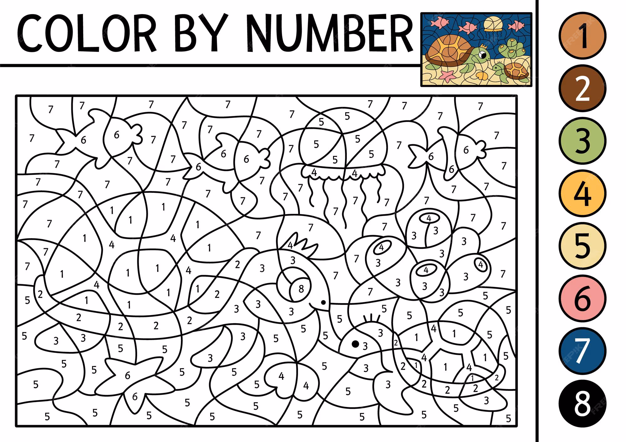 Rounding to the Nearest Hundred Sea Turtle and Sea Stars Color by Number Worksheet 14 Third grade math worksheet featuring a swimming sea turtle and colorful sea stars to practice rounding to the nearest hundred 14