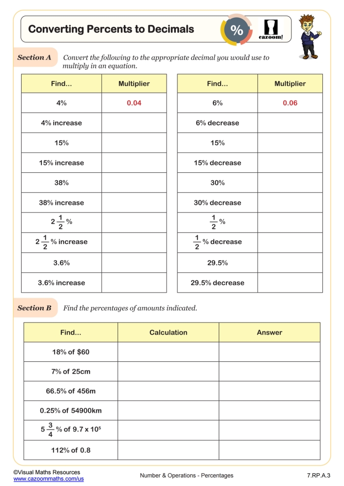 Fourth grade science worksheet focused on rounding decimals and converting them to percents