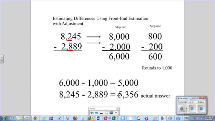 Third grade math worksheet showing rounding strategies to estimate sums of two numbers for checking calculations