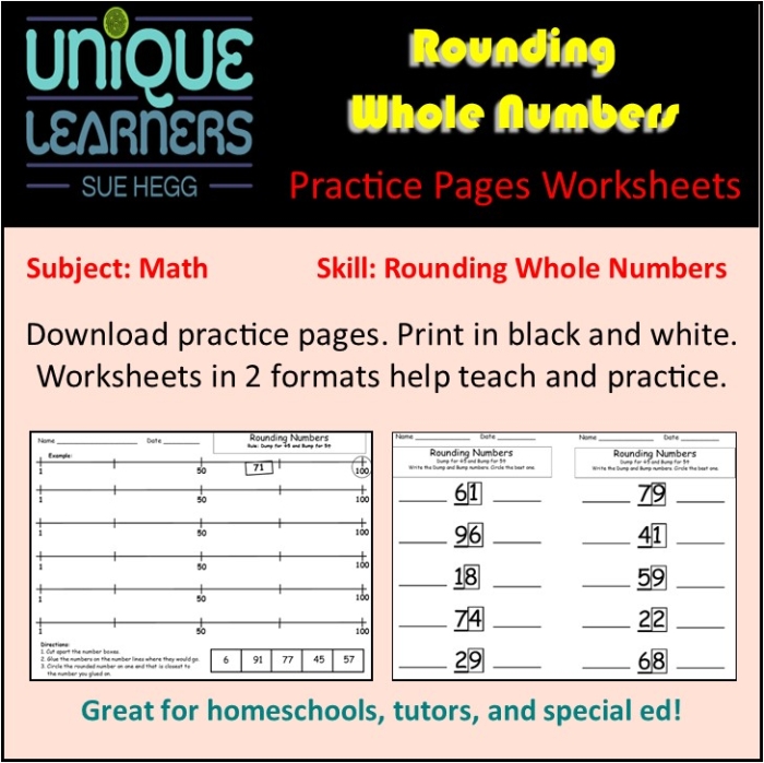 Fourth grade math worksheet for practicing rounding multi-digit whole numbers