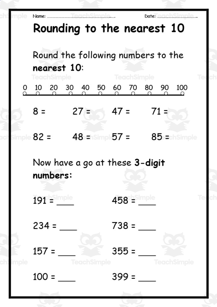 Rounding to the Nearest 10 Worksheet for 3rd Grade Math Practice 12 Third grade student working on a Rounding to the Nearest 10 math worksheet page 12