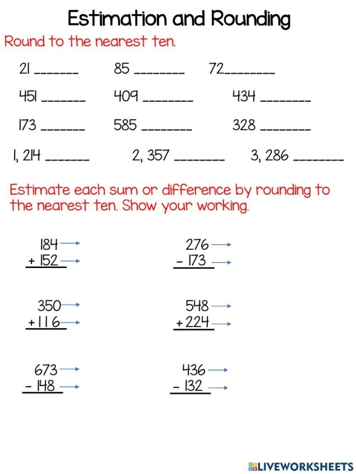 Rounding Around the World worksheet for practicing three-digit number rounding in third grade