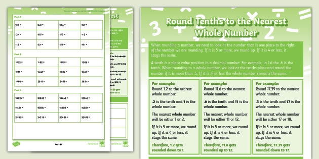 Third grade math worksheet for rounding numbers to the nearest ten and hundred