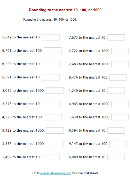 Rounding to Tens Hundreds and Thousands Worksheet 21 Third grade math worksheet featuring practice problems for rounding numbers to the nearest ten hundred and thousand