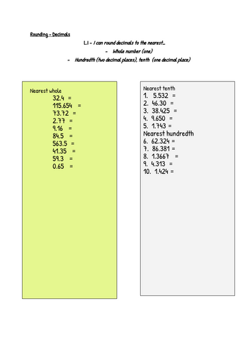Third grade students engaging with the Let's Go Rounding! worksheet practicing rounding numbers. Educational worksheet for rounding to the nearest ten and hundred for life science learners.