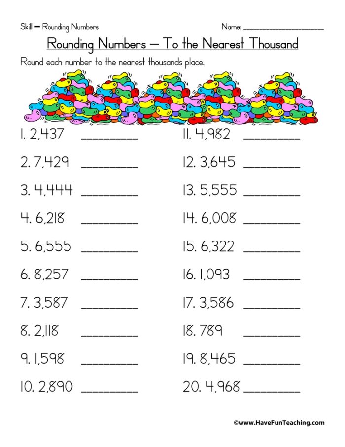 Third grade math worksheet for rounding numbers to the nearest ten and hundred for image 16