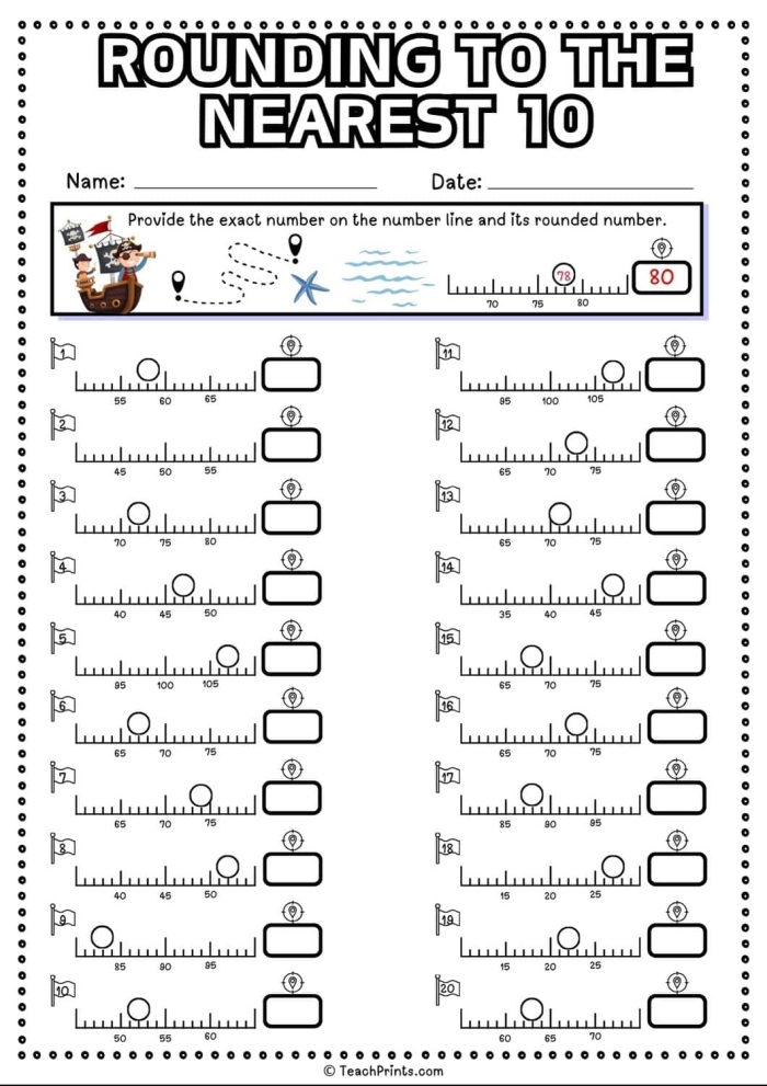 Rounding to the Nearest 10 Practice Worksheet 14 for Third Grade Math Third grade student working on a Rounding to the Nearest 10 math worksheet page 14