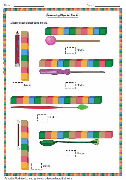 Colorful worksheet for first graders measuring lengths with a ruler