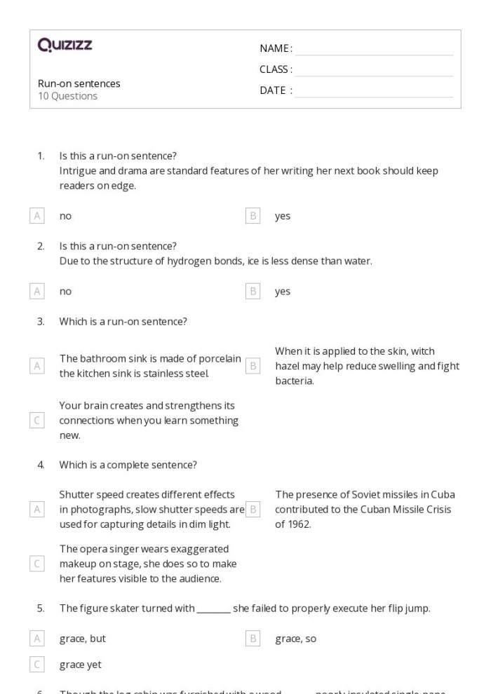 Fourth grade students practice revising and correcting run-on sentences with editing exercises