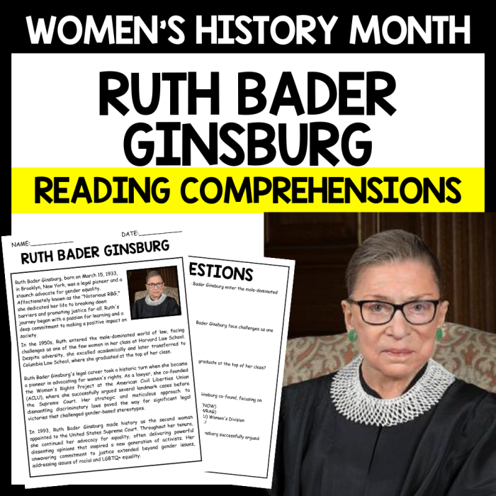 Image 12: Fifth Grade Addition Practice - Ruth Bader Ginsburg Historical Figure Study Ruth Bader Ginsburg Biography worksheet for fifth grade students learning about the second female Supreme Court Justice
