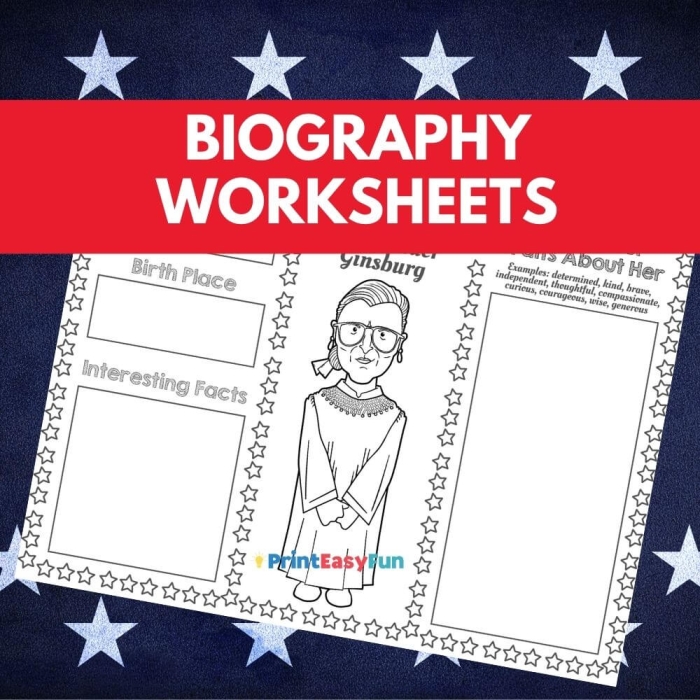 Ruth Bader Ginsburg Biography Worksheet for 5th Grade Students Fifth grade biography worksheet about Supreme Court Justice Ruth Bader Ginsburg