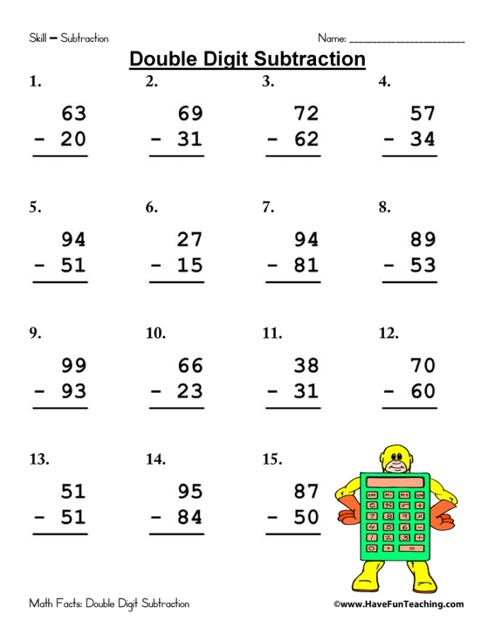 Worksheet for two-digit subtraction practice titled "Sailing With Subtraction" for grade 2 Sailing-themed worksheet for practicing two-digit subtraction for second graders